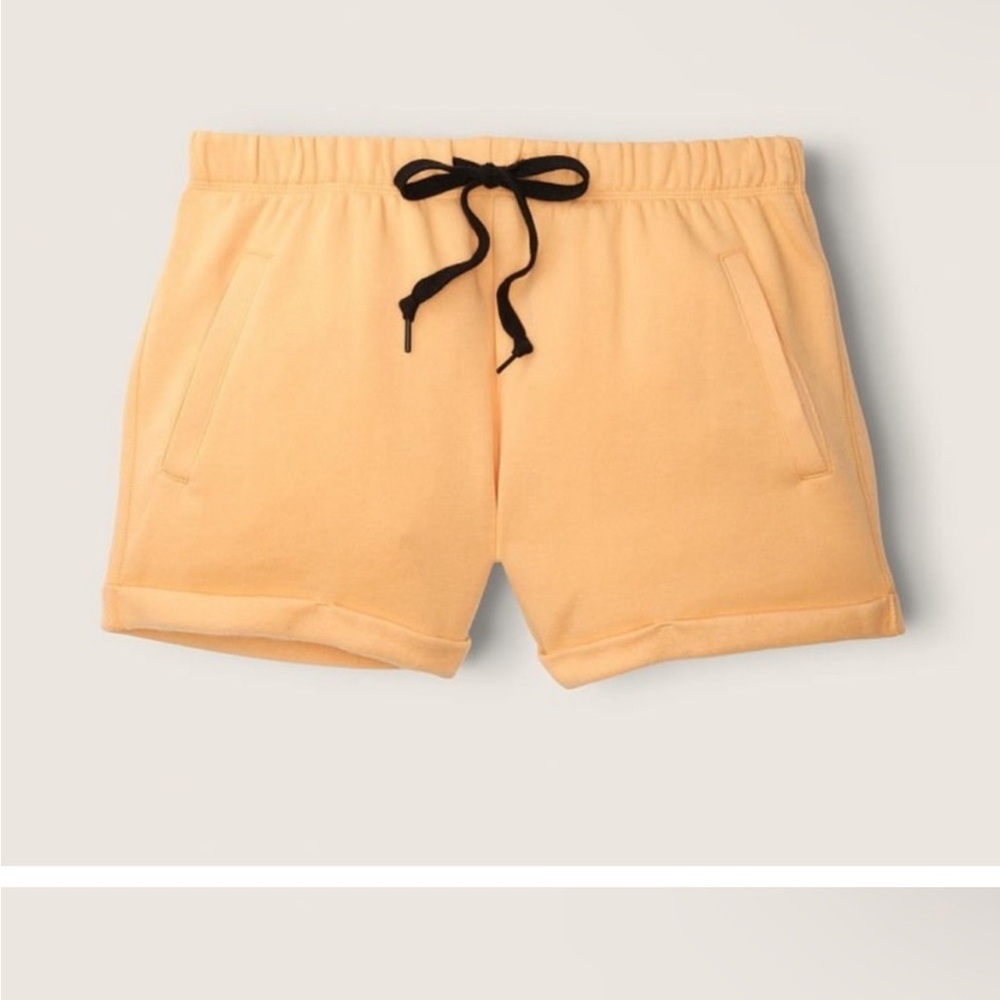 VS Pink Honeycomb Yellow Script Logo Everyday Lounge Boyfriend Shorts - Size XL